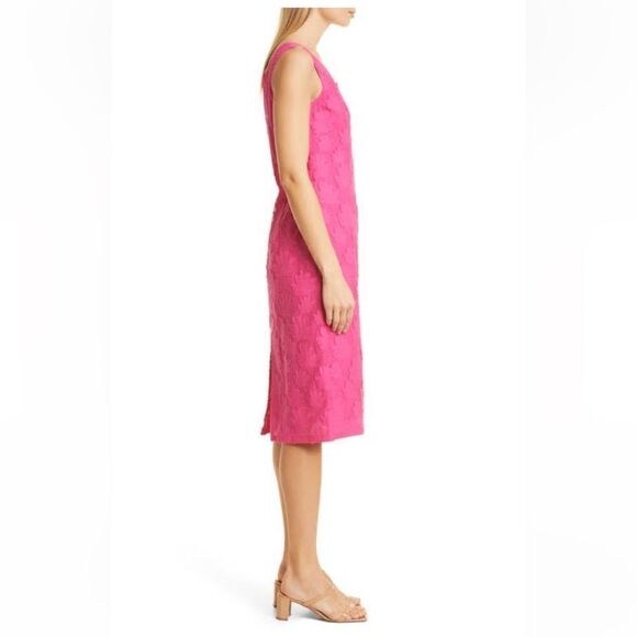 Hugo Boss Diteva Sleeveless Cotton
Blend Sheath Dress In Flamingo Size 8 - Picture 3 of 6